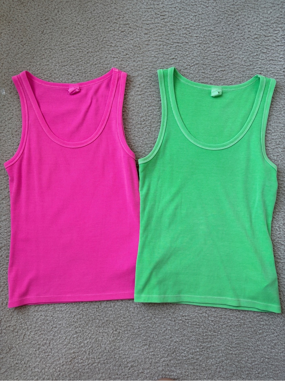 GAP Pink and Green Ribbed Tank Tops